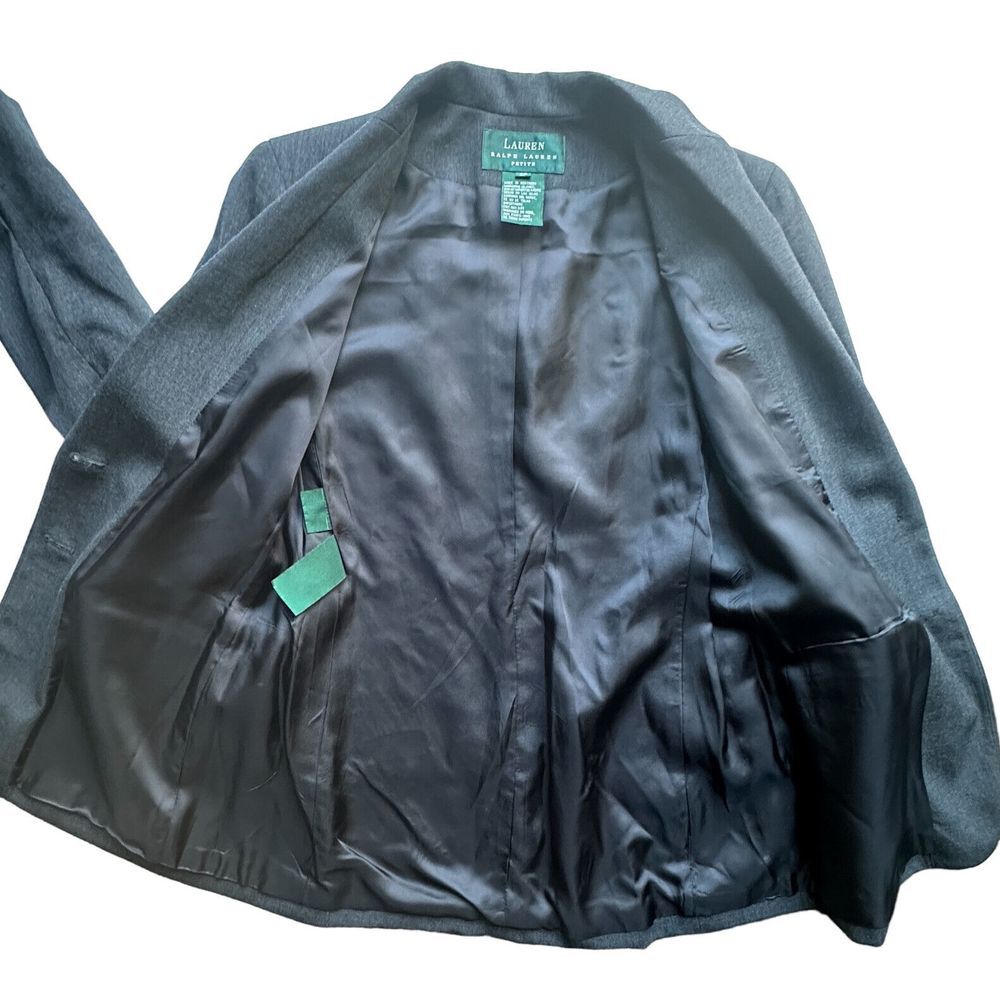 Lauren Ralph Lauren Blazer Jacket Women's 2P Charcoal Gray Worsted Wool USA - Picture 6 of 12